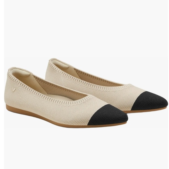Vivaia Aria 5 Womens Size 9.5 Beige Black Classic Pointed-Toe Ballet Flats - Picture 10 of 10